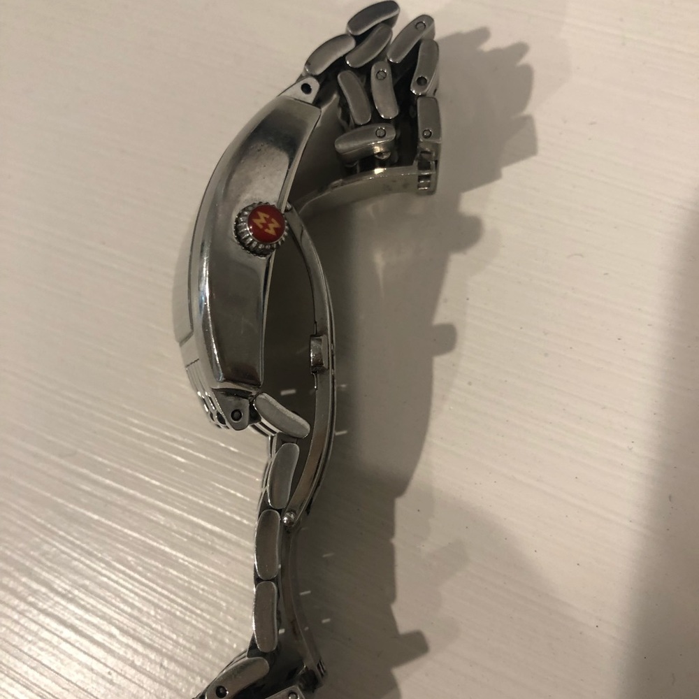 Michele Silver Bracelet Watch with White Dial and Red Accent - Picture 2 of 7